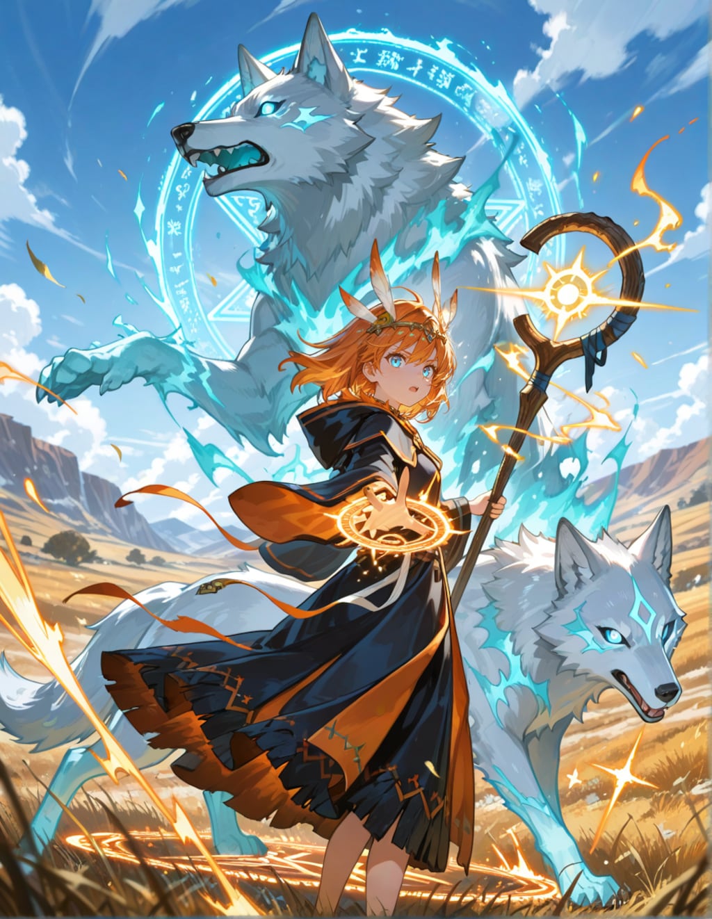 狼の霊獣を使役する術師