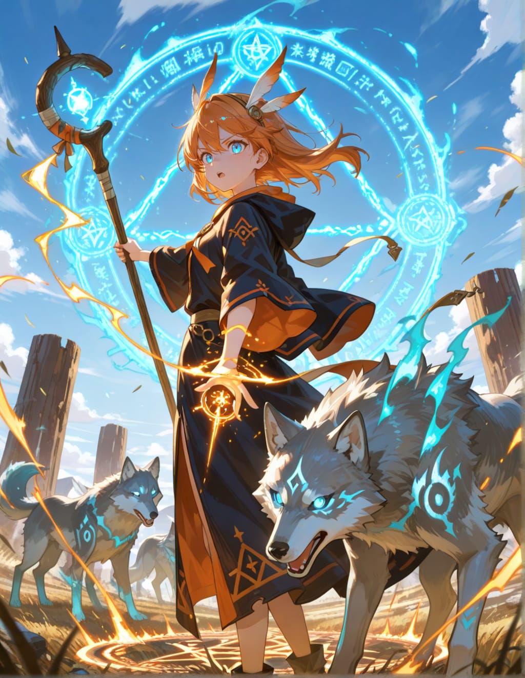 狼の霊獣を使役する術師