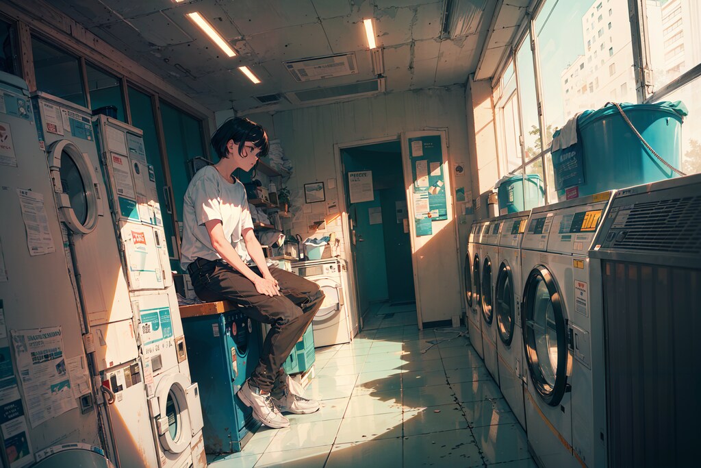 【リメイク】夏、コインランドリーにて