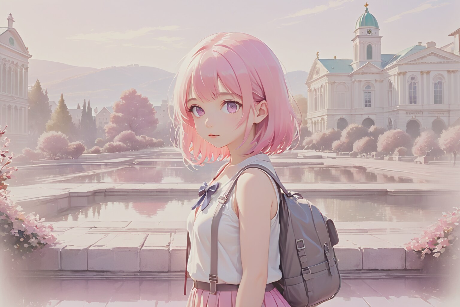 リュック背負った女子XL