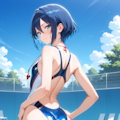 青い空、青いプール、そして青い水着！ 3枚目
