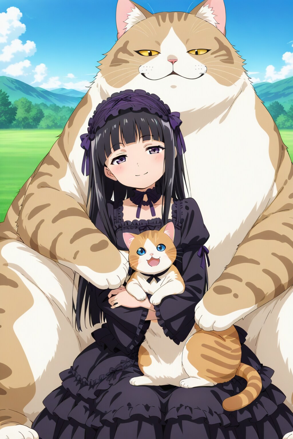 巨大猫と一緒
