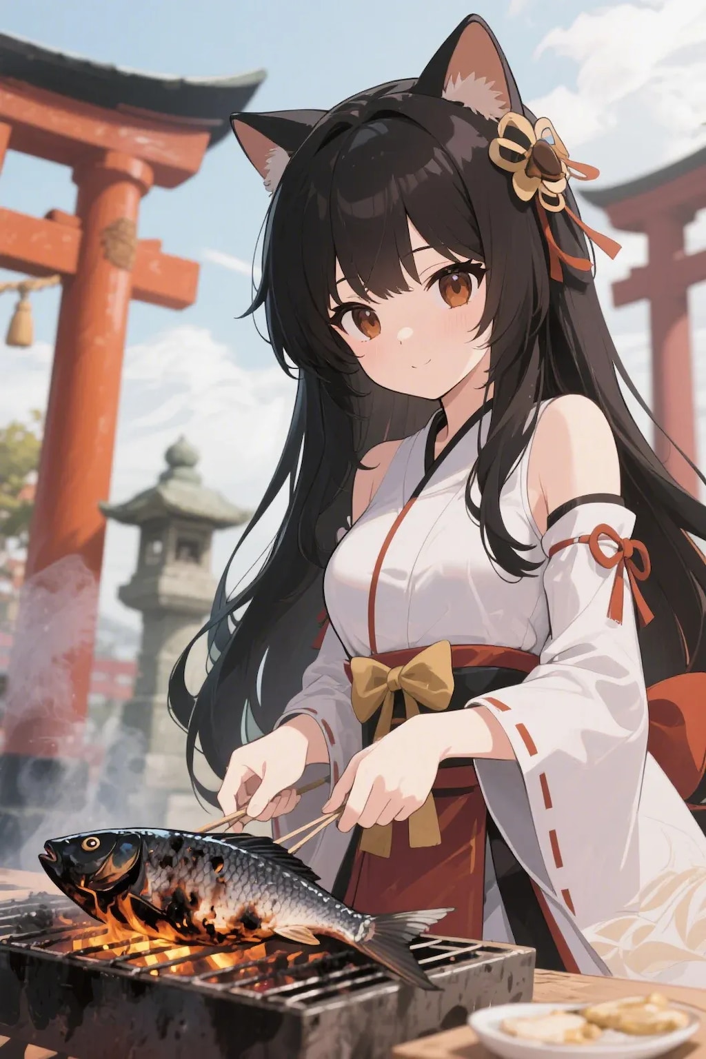 おさかにゃを焼くさくらちゃん