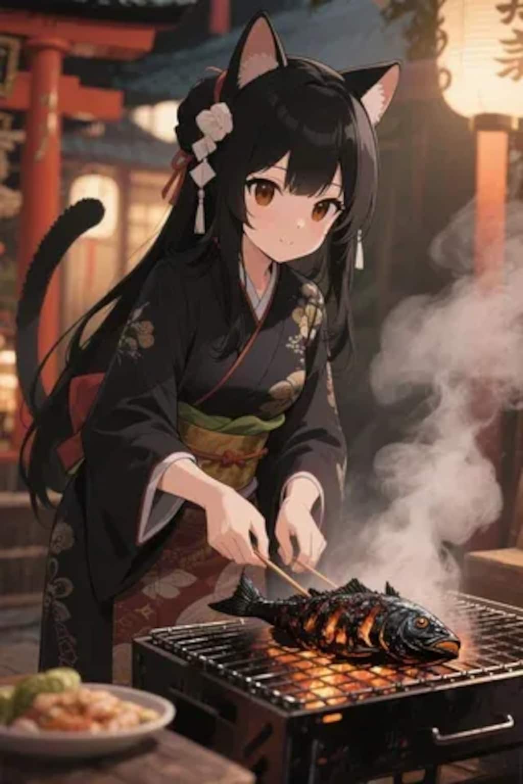 おさかにゃを焼くさくらちゃん