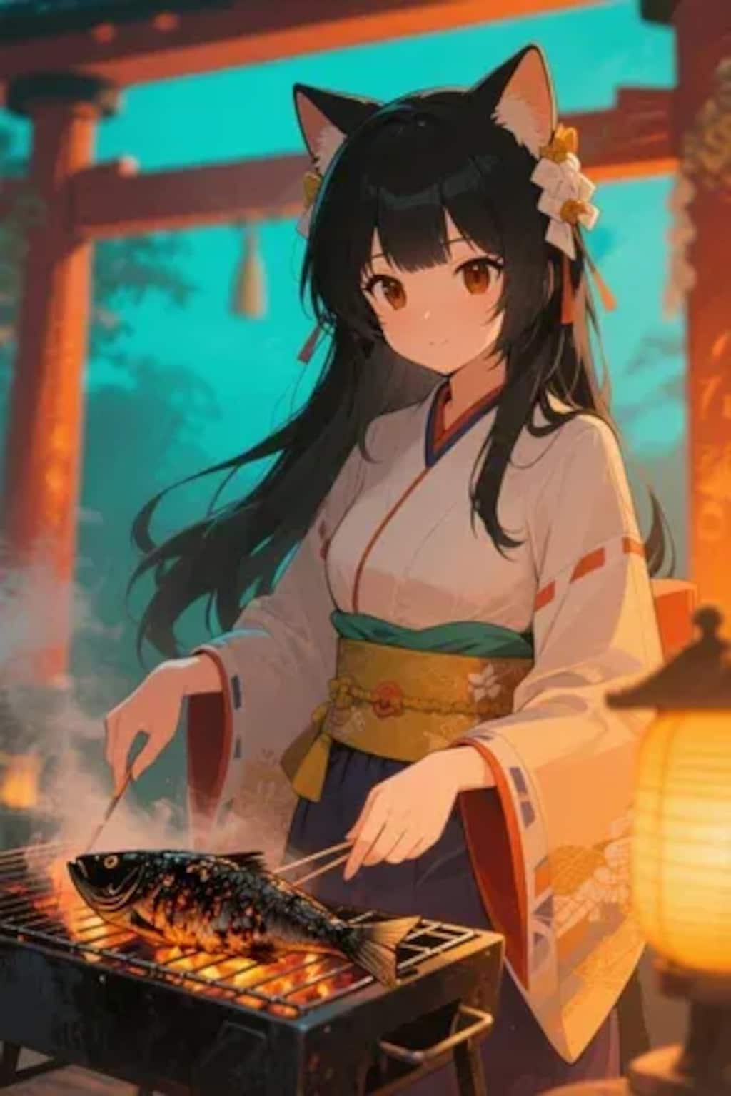 おさかにゃを焼くさくらちゃん