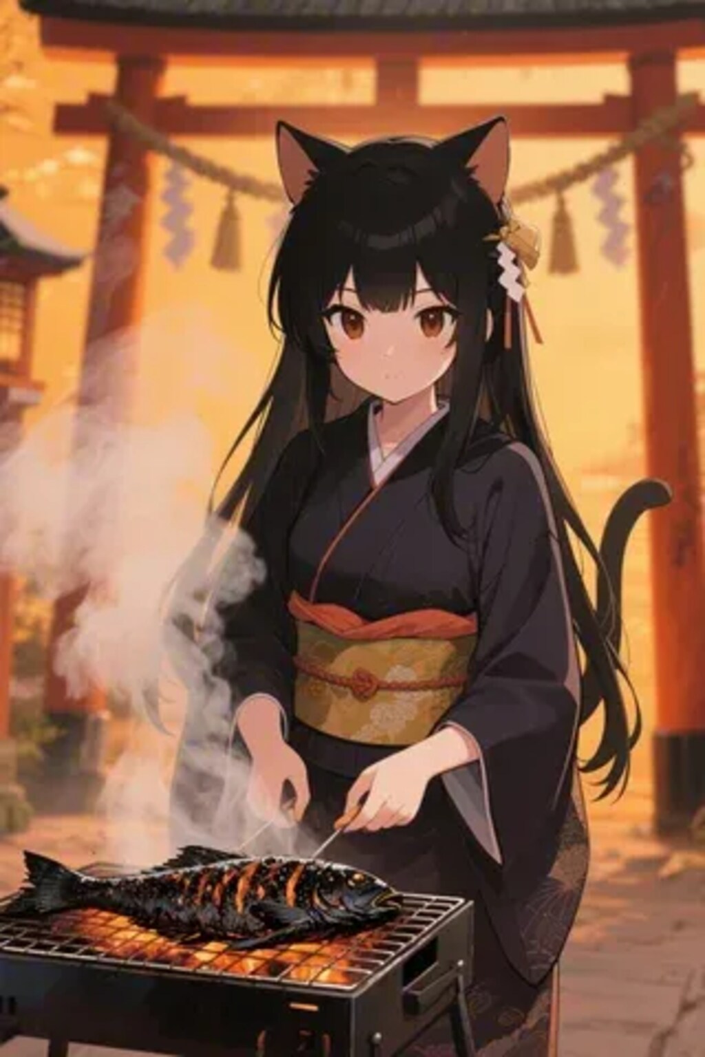 おさかにゃを焼くさくらちゃん