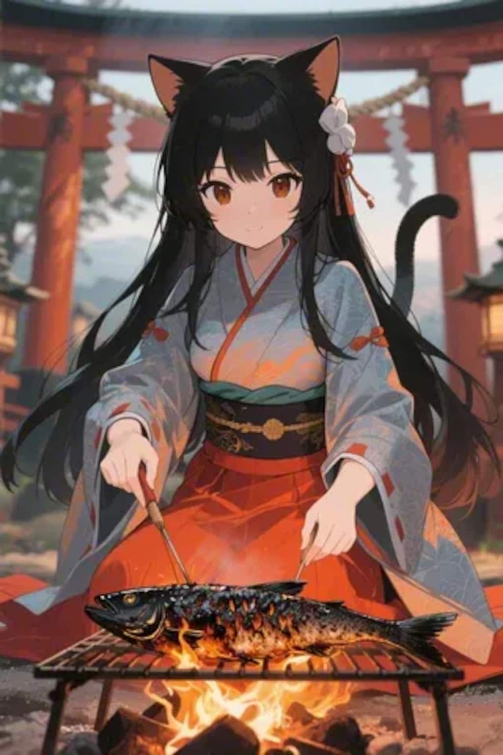 おさかにゃを焼くさくらちゃん