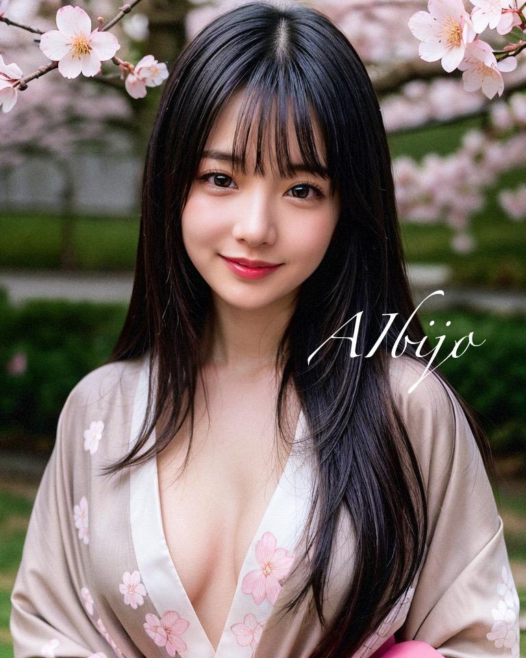 桜と美女