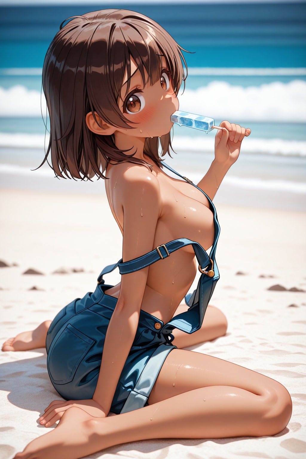 裸オーバーオール