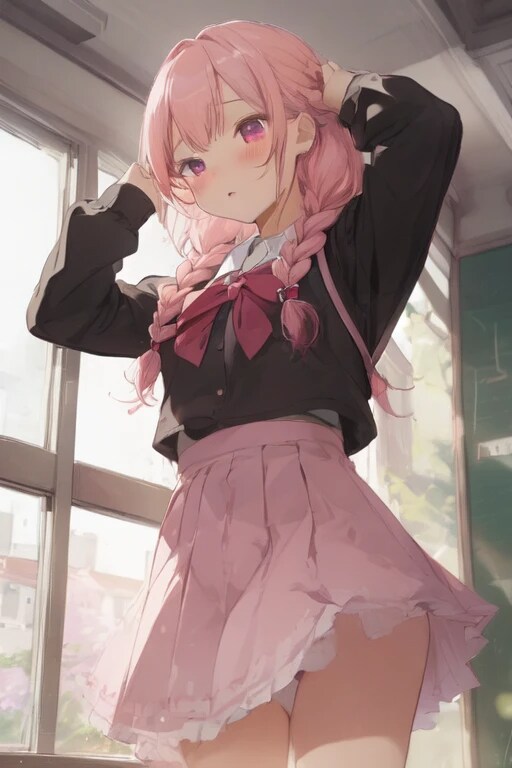 放課後三つ編み少女
