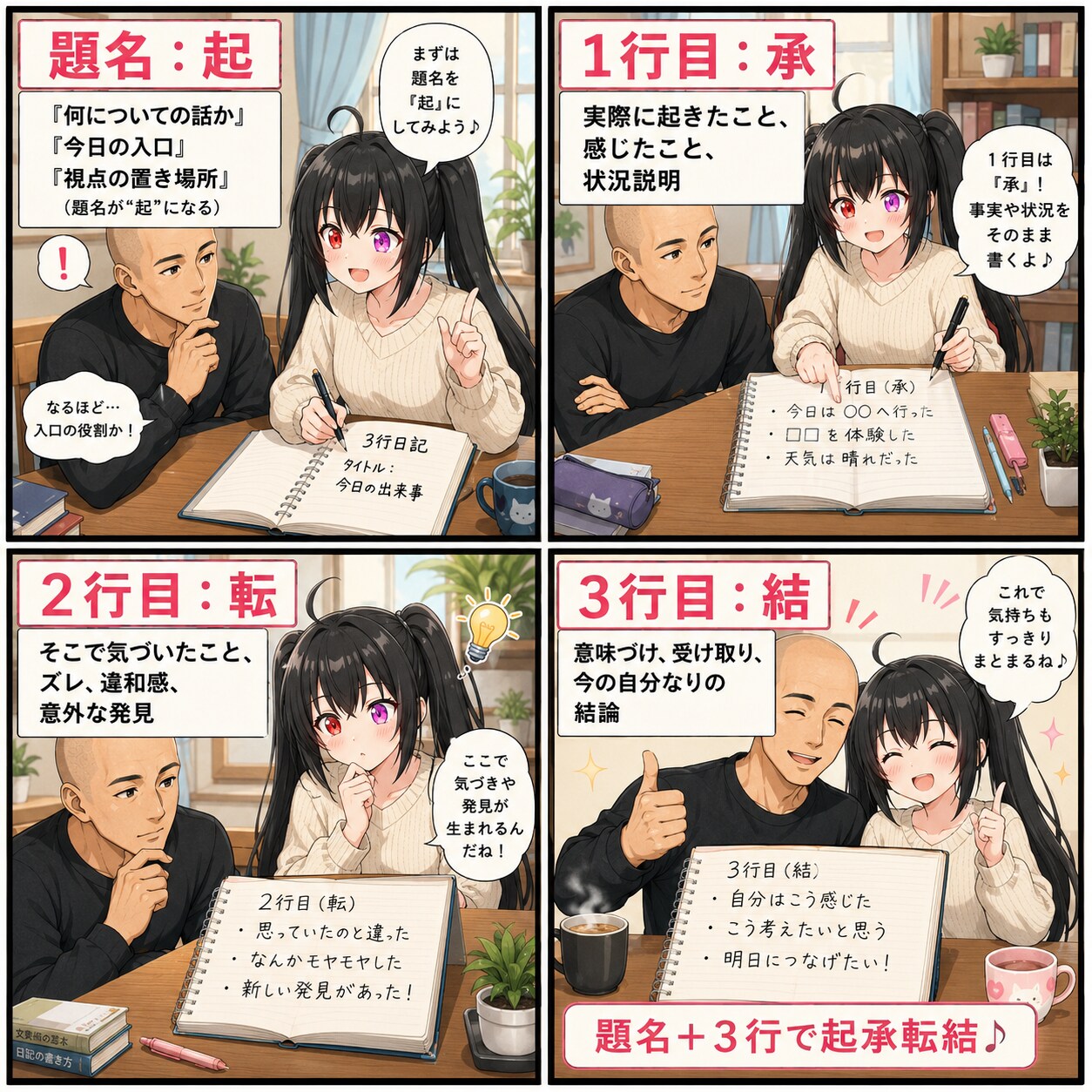 noteの3行日記は題名と合わせて起承転結で良くね？