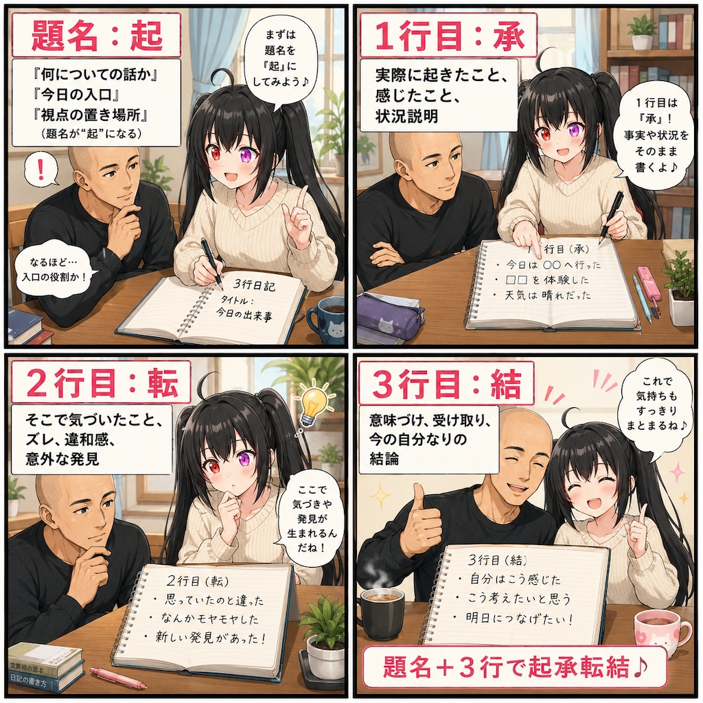 noteの3行日記は題名と合わせて起承転結で良くね？