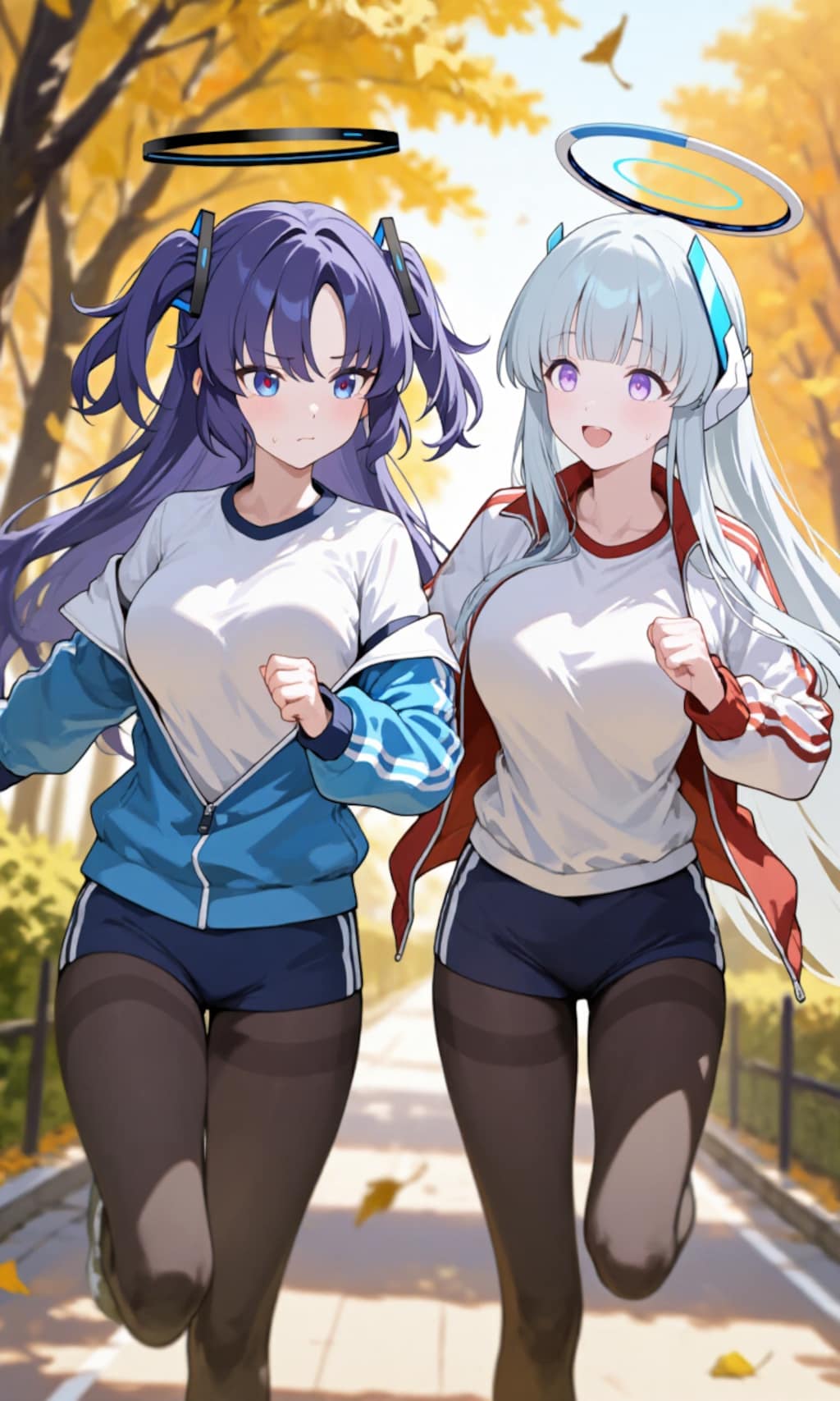 ユウカとノア　寒いからタイツとジャージ1