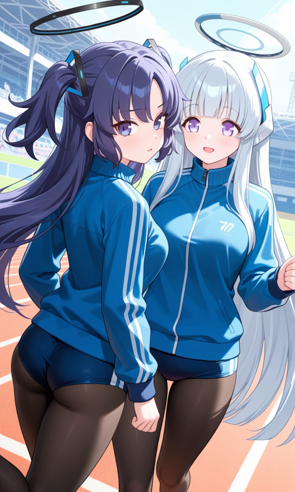 ユウカとノア　寒いからタイツとジャージ1