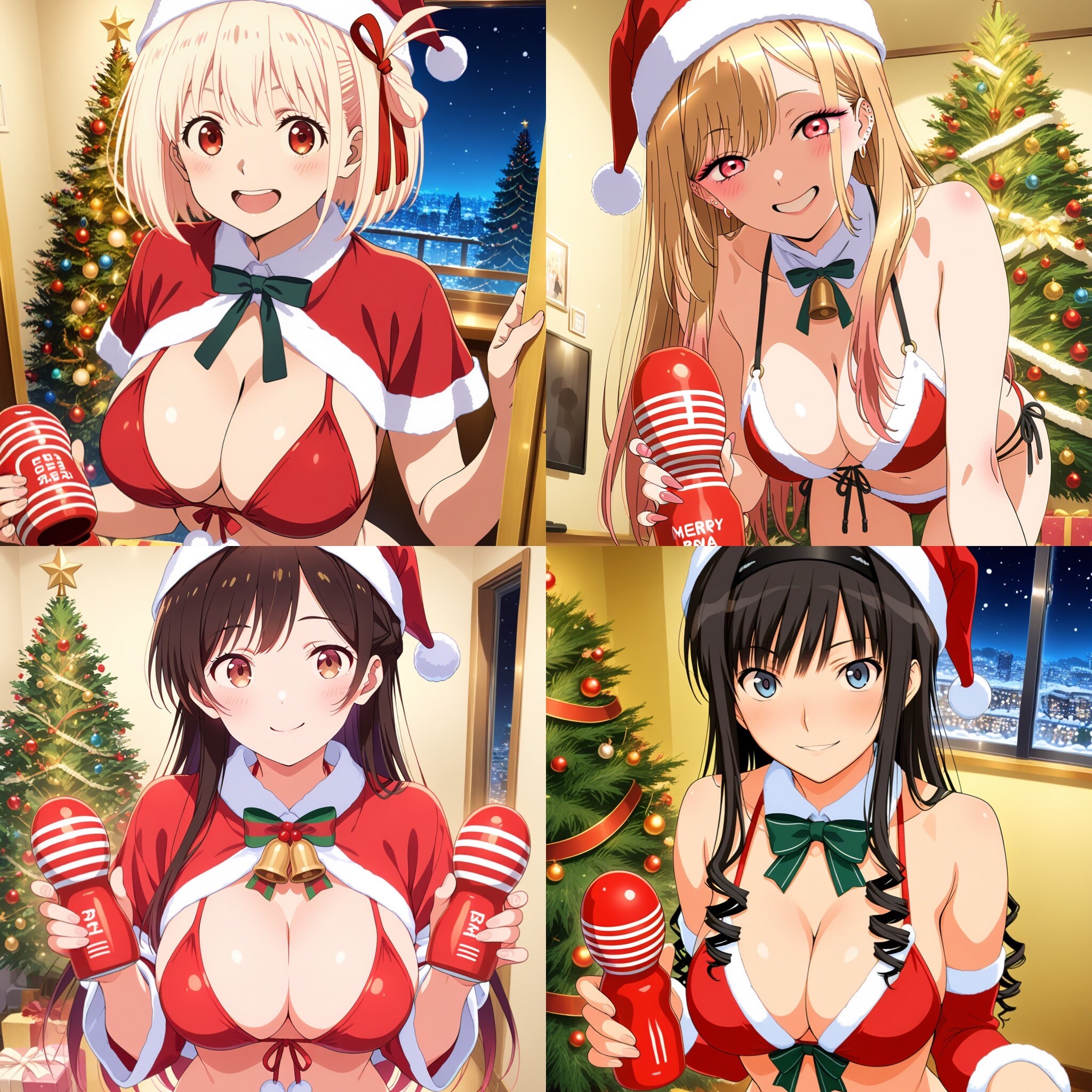 慌てん坊ビキニサンタ4人のTENGAプレゼントでメリークリスマス👙🎅🎄😍