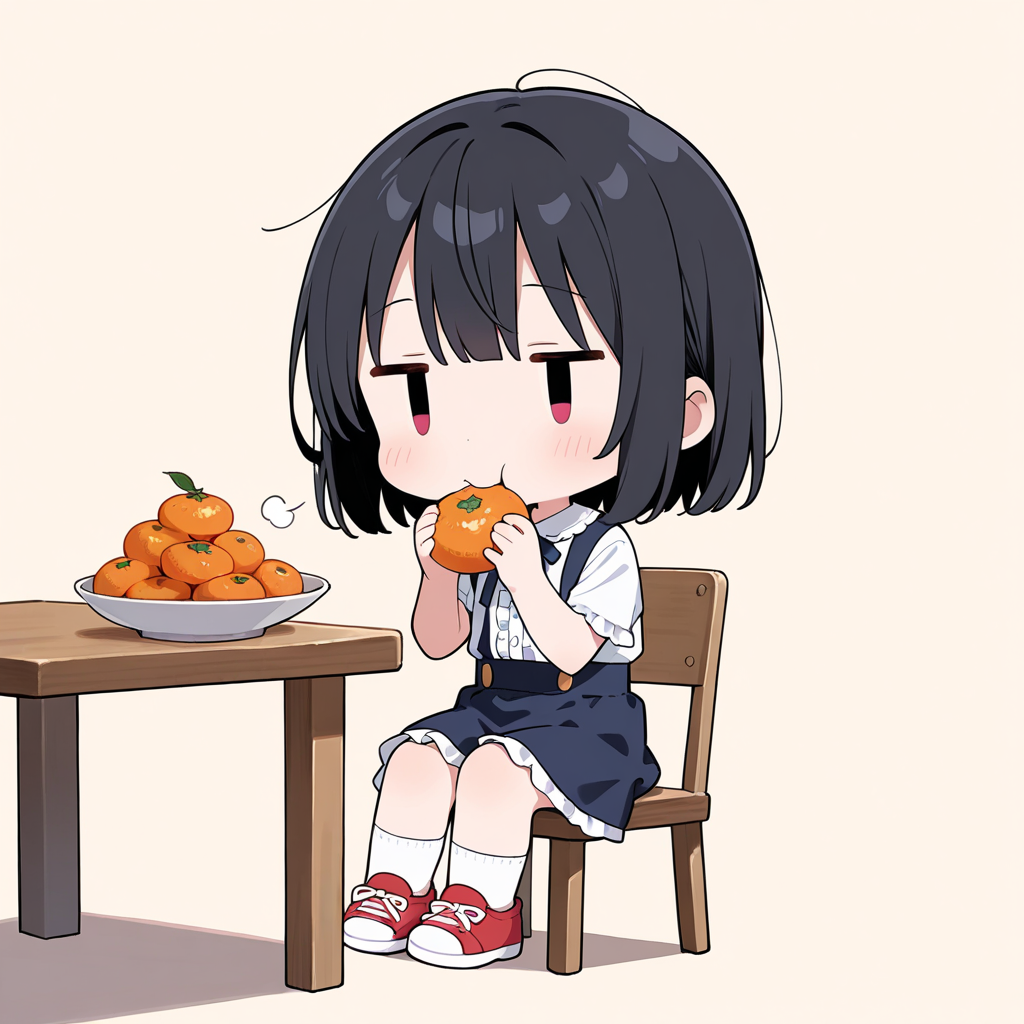 みかんを食べる