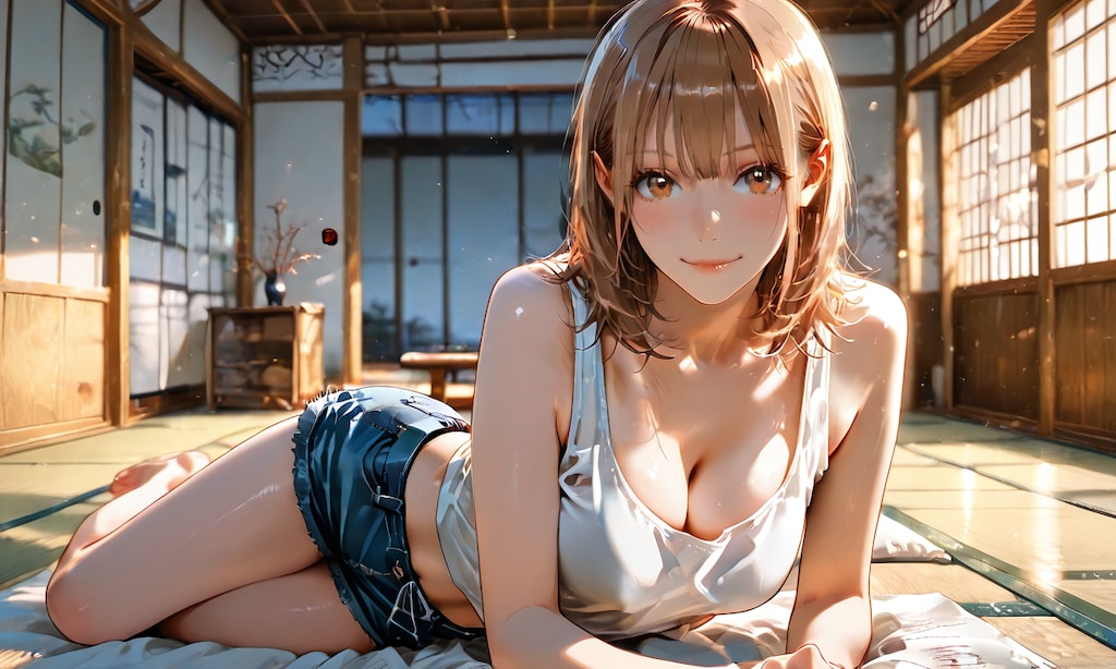 鹿野千夏、真昼の和室で汗ばんで動けない体育会系