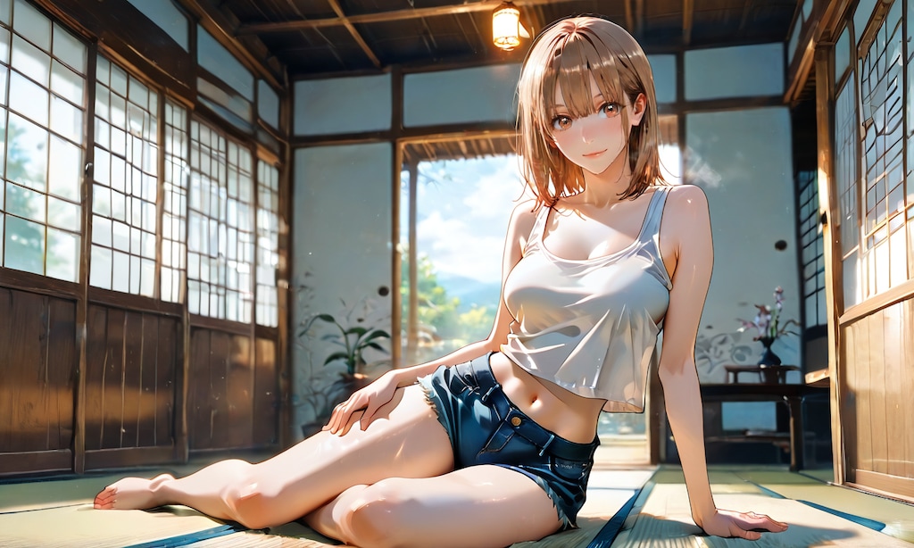 鹿野千夏、真昼の和室で汗ばんで動けない体育会系