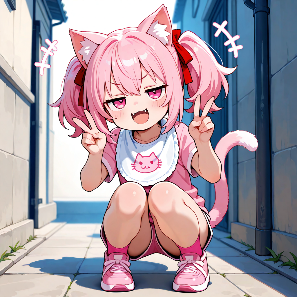 可愛い子はみんなやっている、最近流行りのしゃがんでピース！！