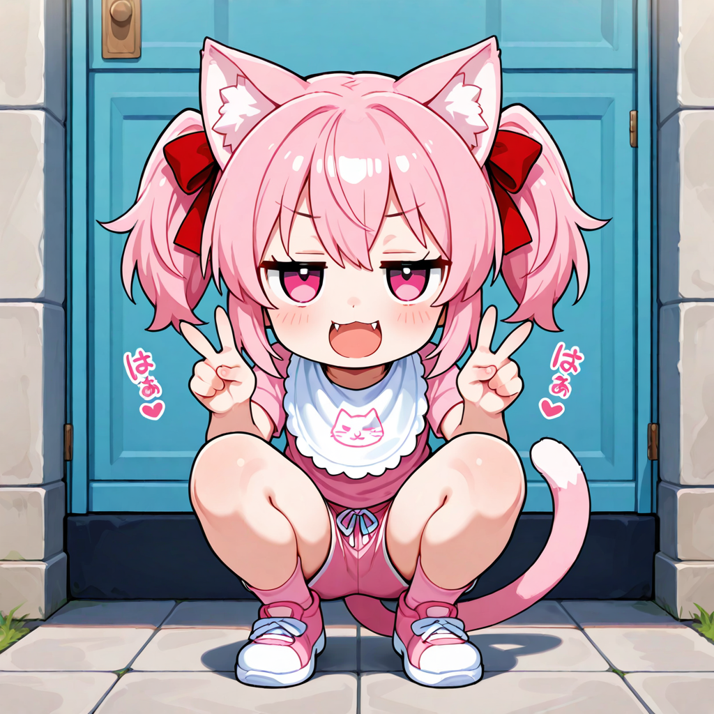 可愛い子はみんなやっている、最近流行りのしゃがんでピース！！