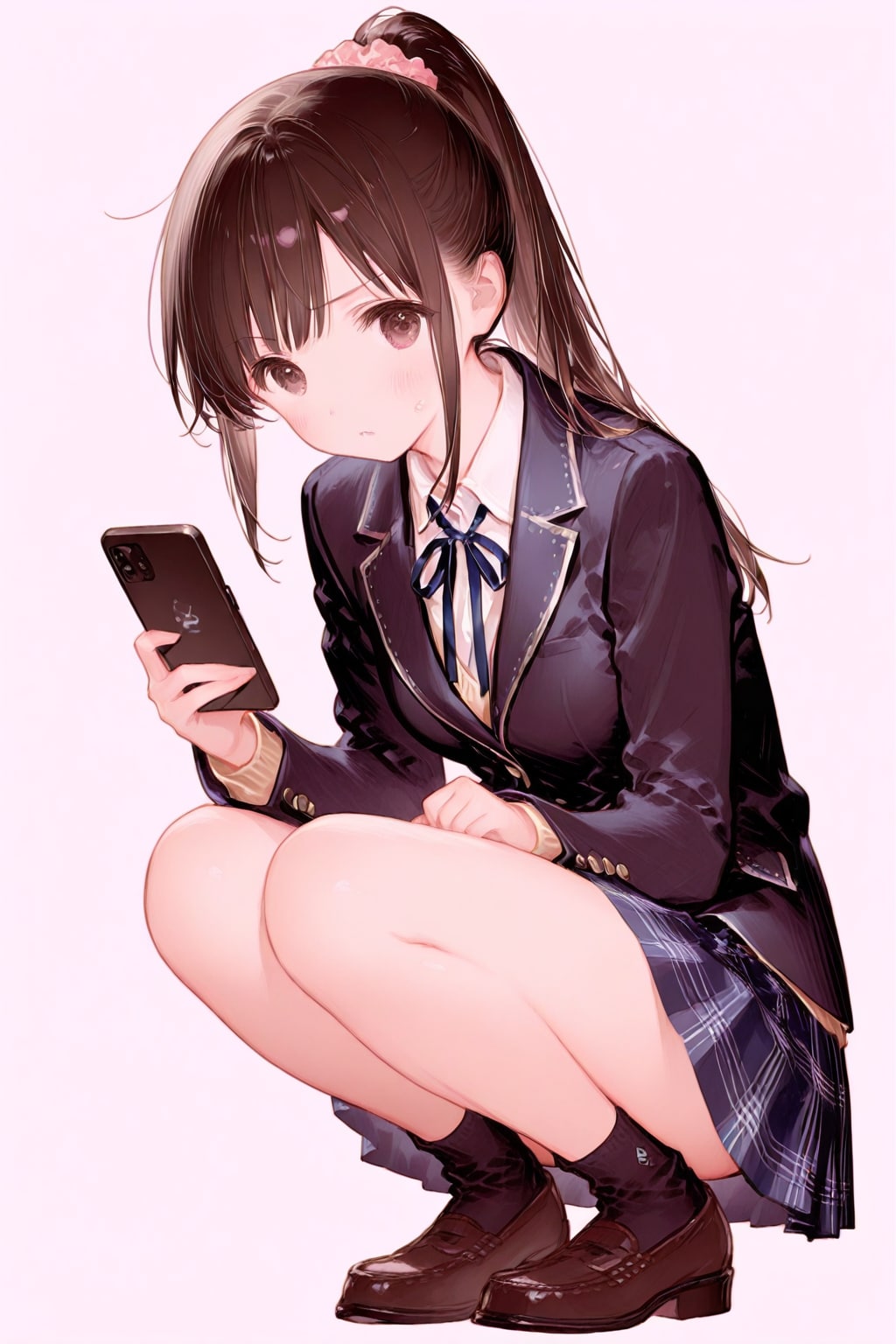 着信を気にするJK