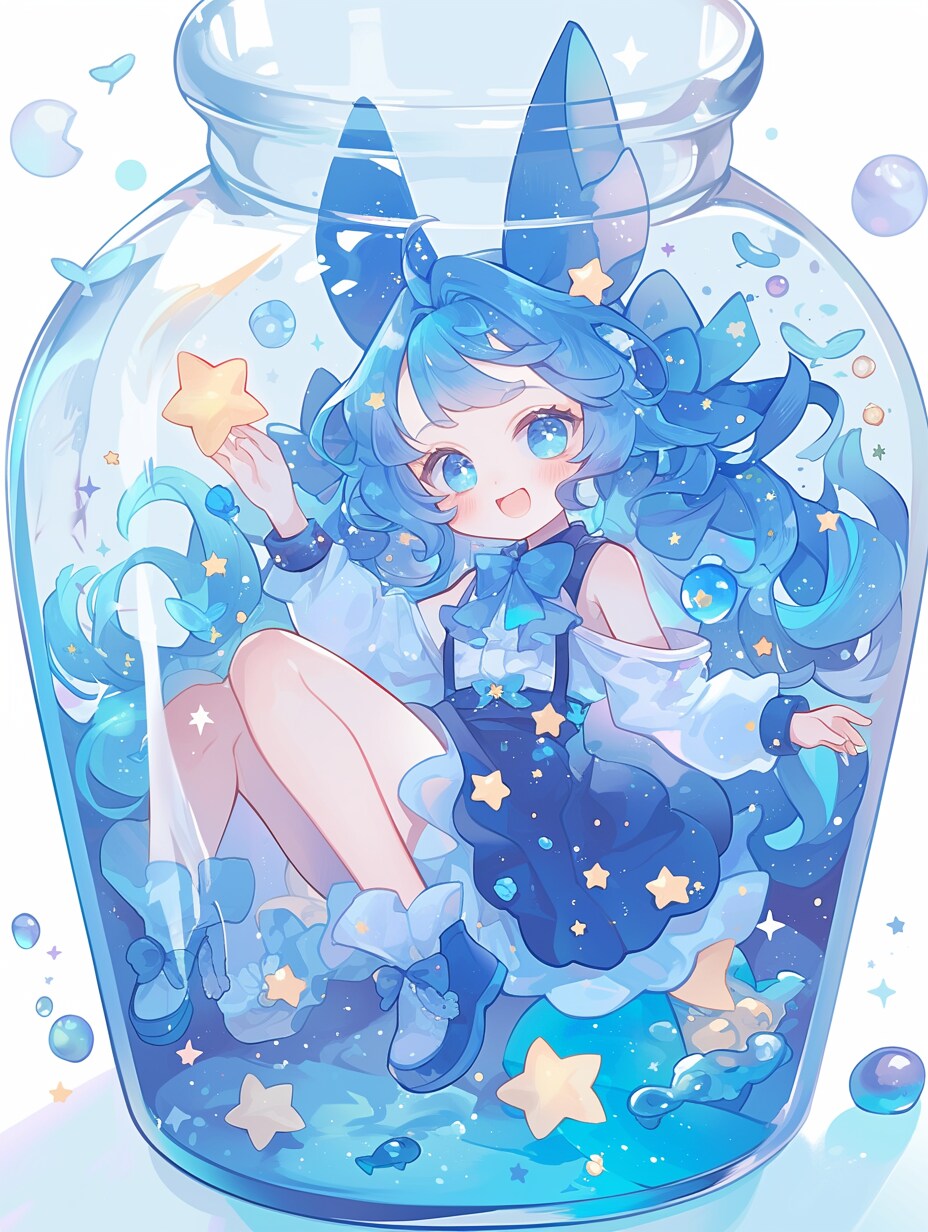 「瓶詰の少女」蒼23 | の人気AIイラスト・グラビア