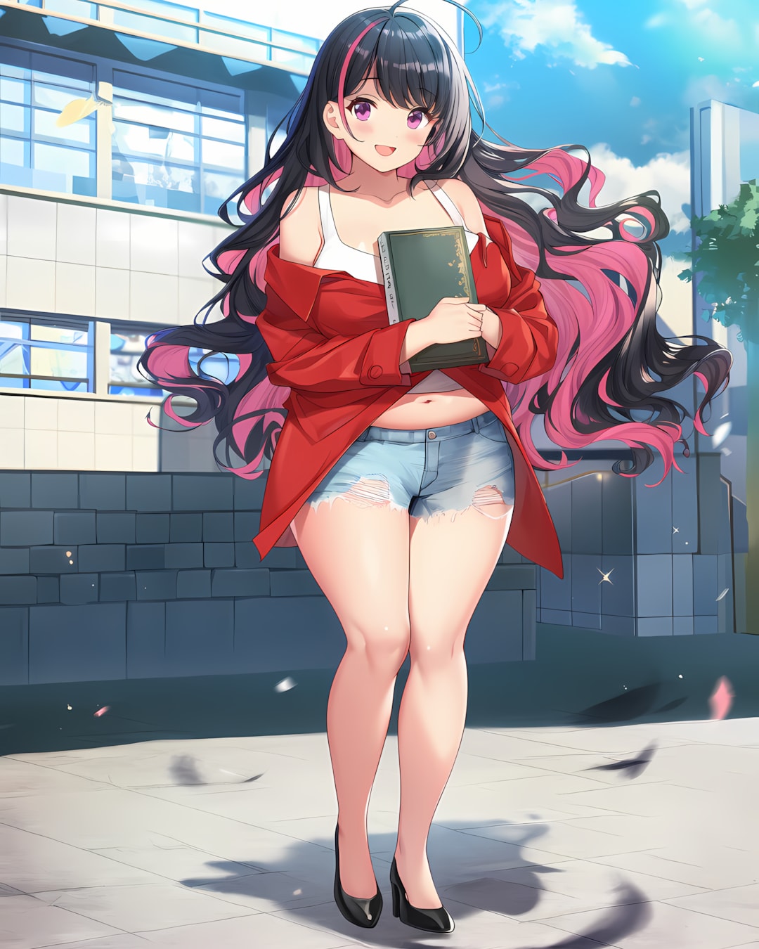 📚教科書を抱えてキャンパス美脚お散歩🚶‍♀️ | の人気AIイラスト・グラビア