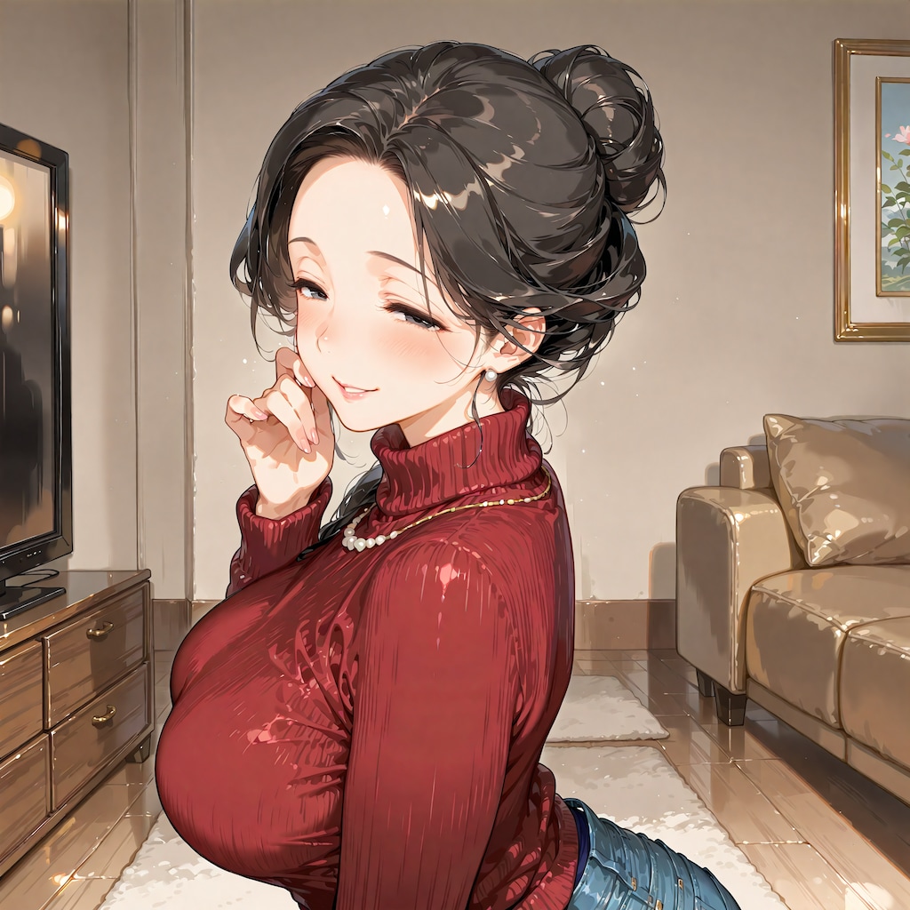 髪を上げたサナエさん