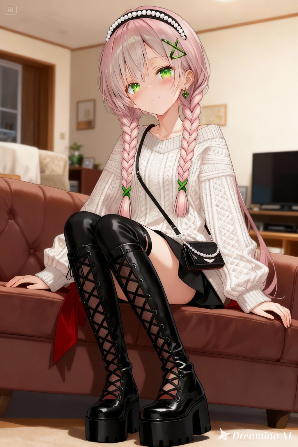 自宅の居間にて