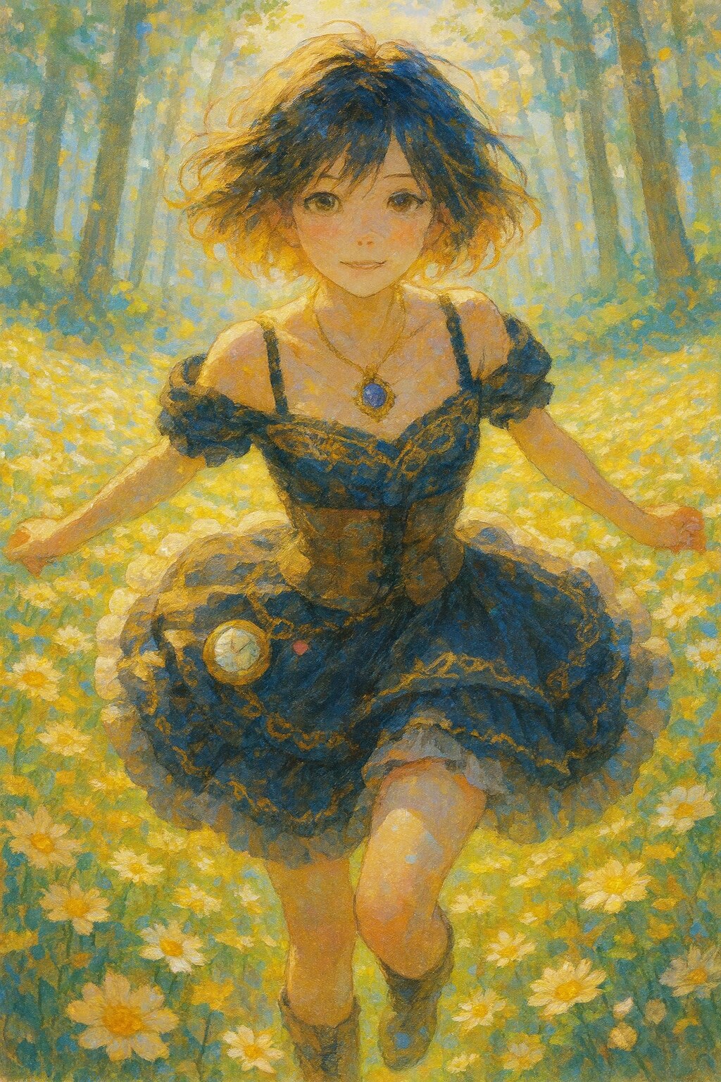 印象、花畑の少女