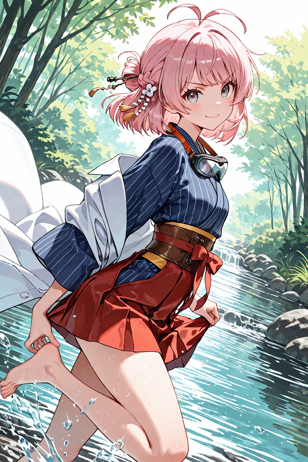 川遊び中の発明家少女(企画参加)