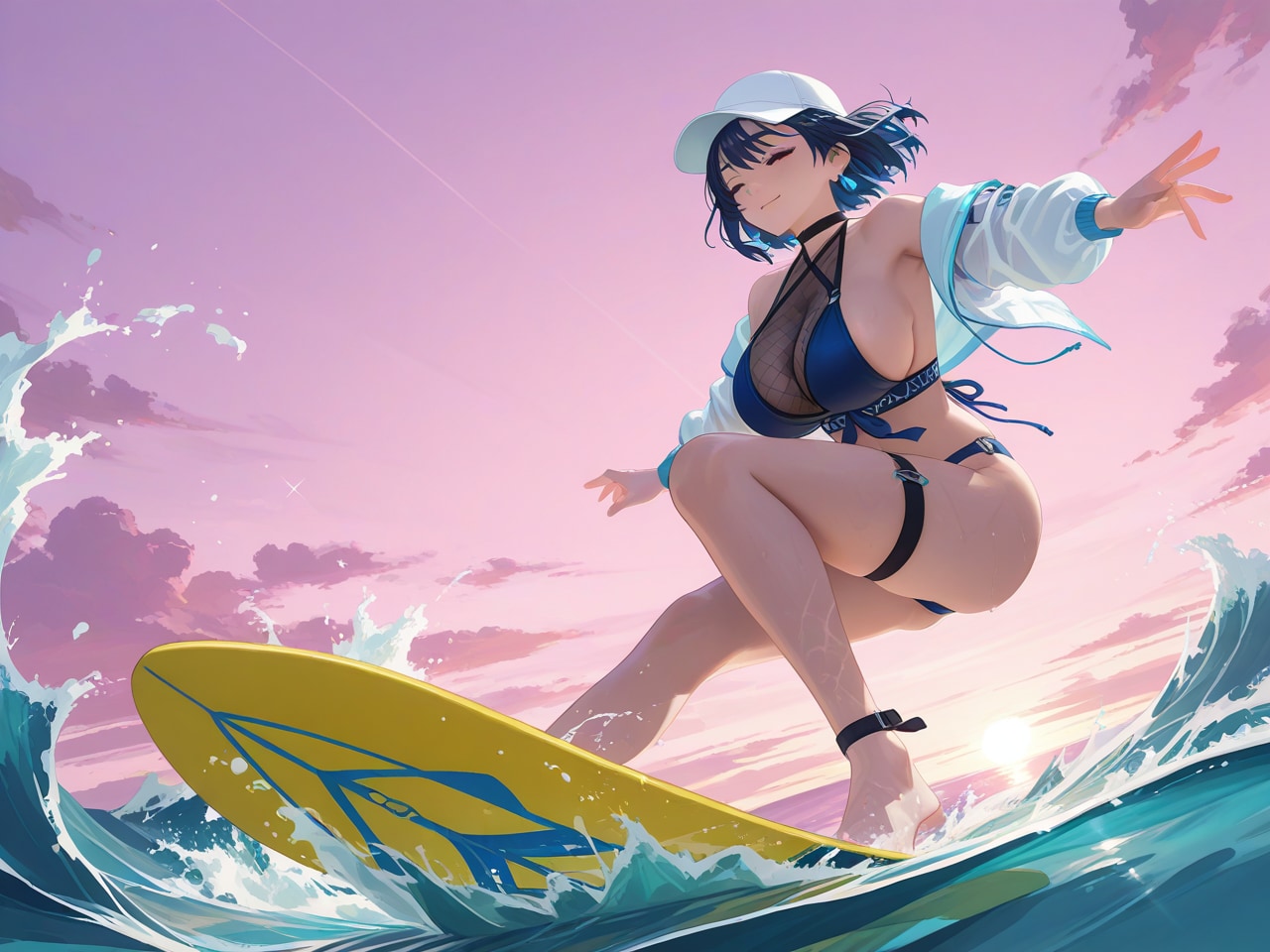 夕暮れ サーフィン