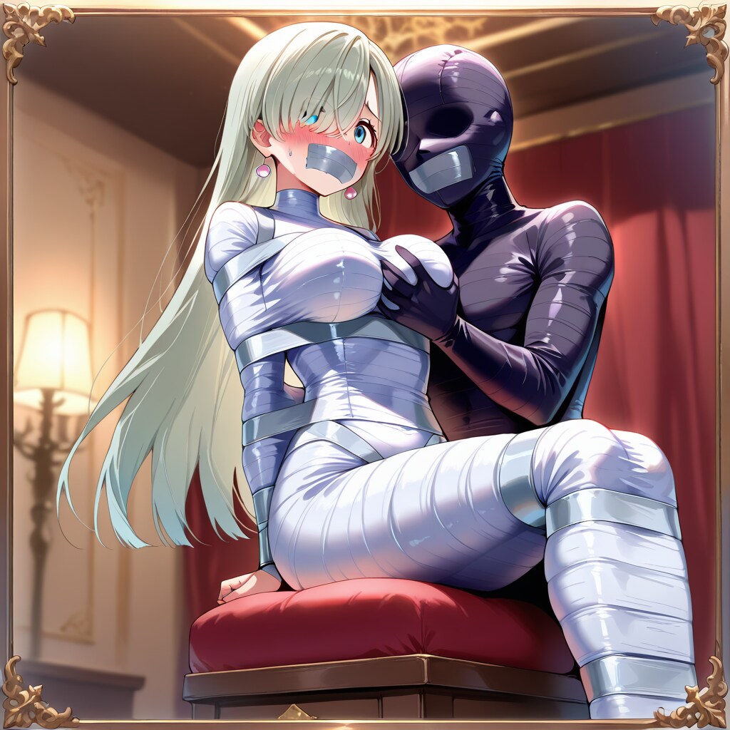 エリザベス ミイラ拘束＆胸揉み