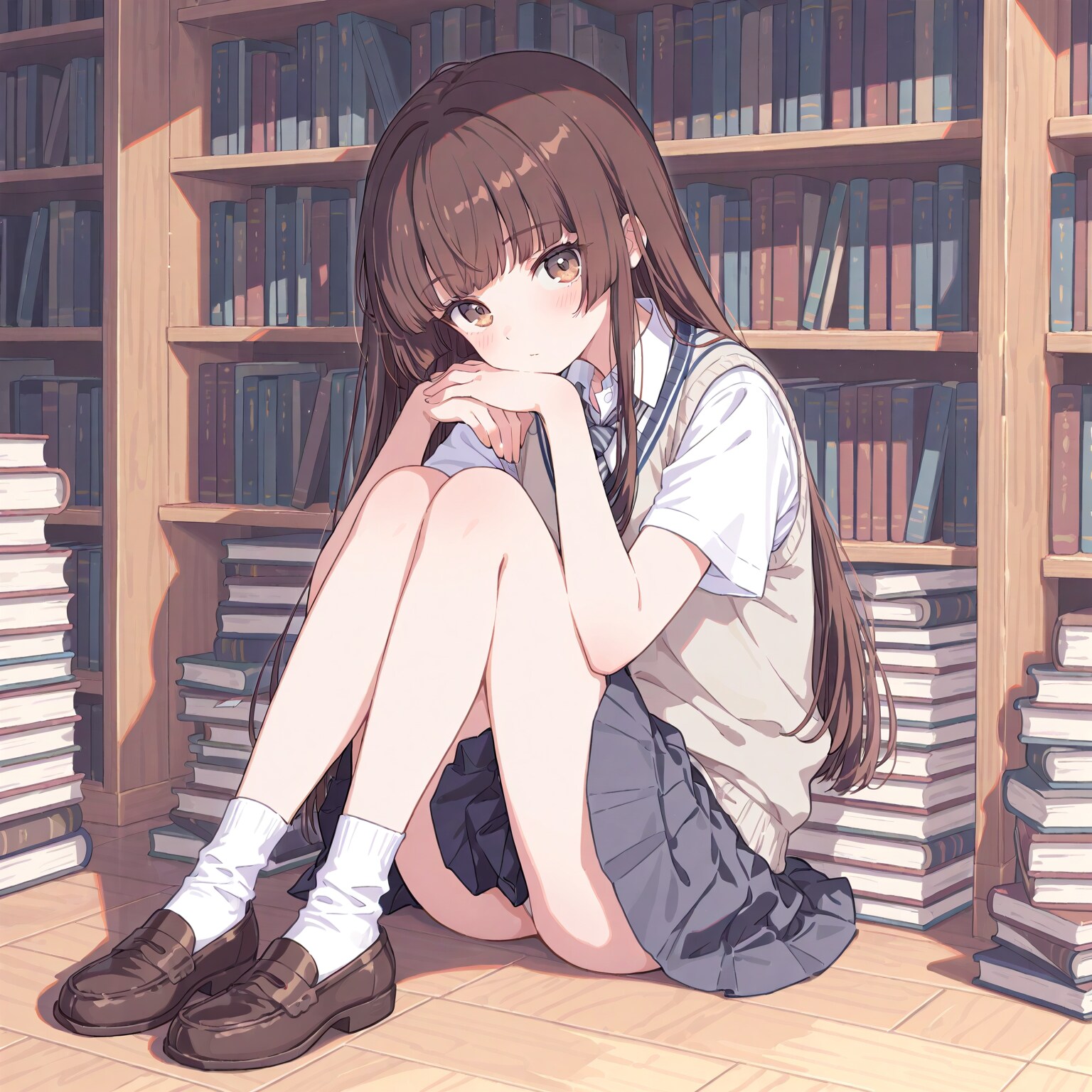 本に囲まれて