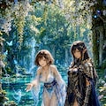 精霊湖で水の精霊と交流する巫女 3枚目