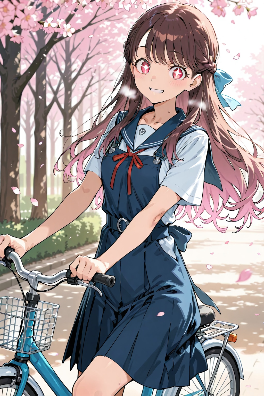 桜道の自転車 | の人気AIイラスト・グラビア