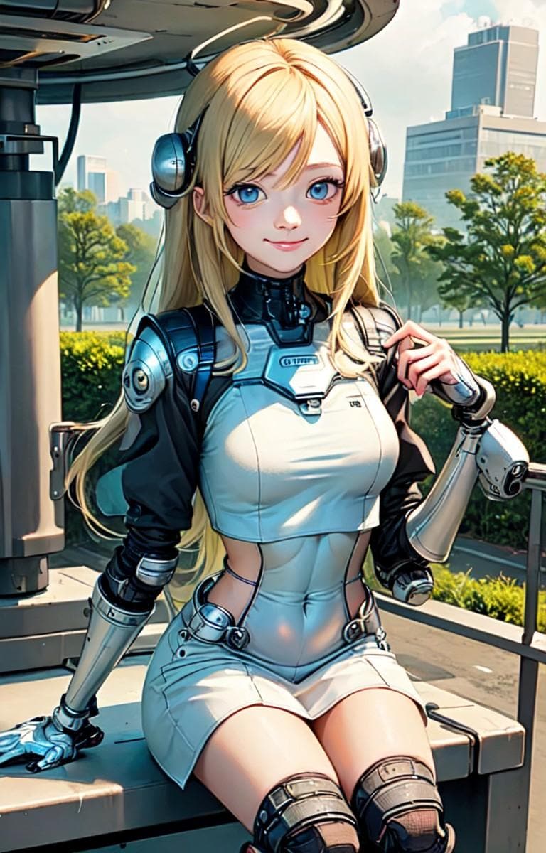 公園の金髪ロボ少女 | の人気AIイラスト・グラビア