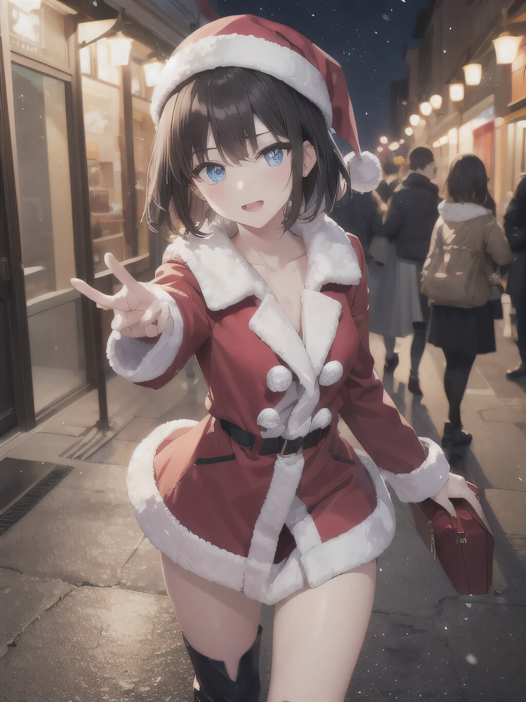 茶髪ボブでサンタ衣装の少女３