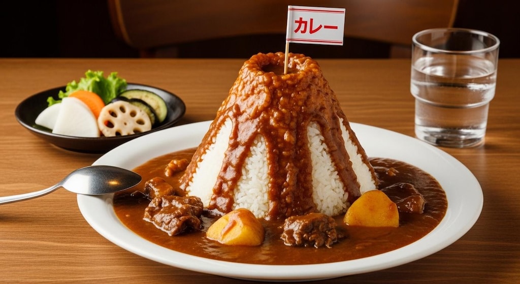 でか盛りカレーとホットケーキ