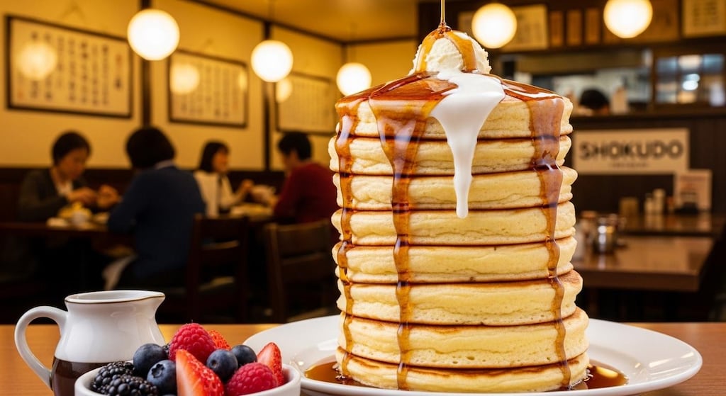 でか盛りカレーとホットケーキ