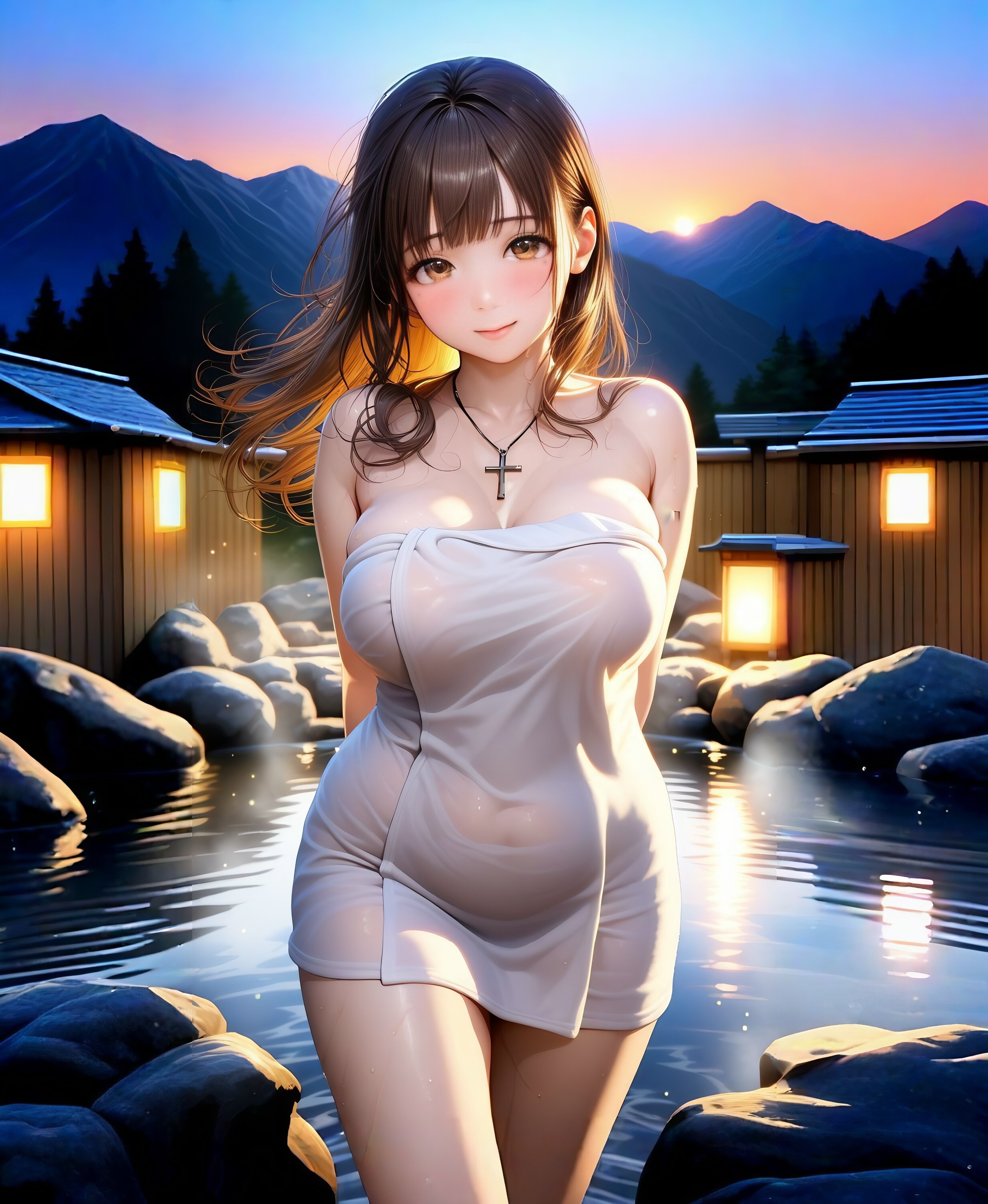 山間の露天風呂