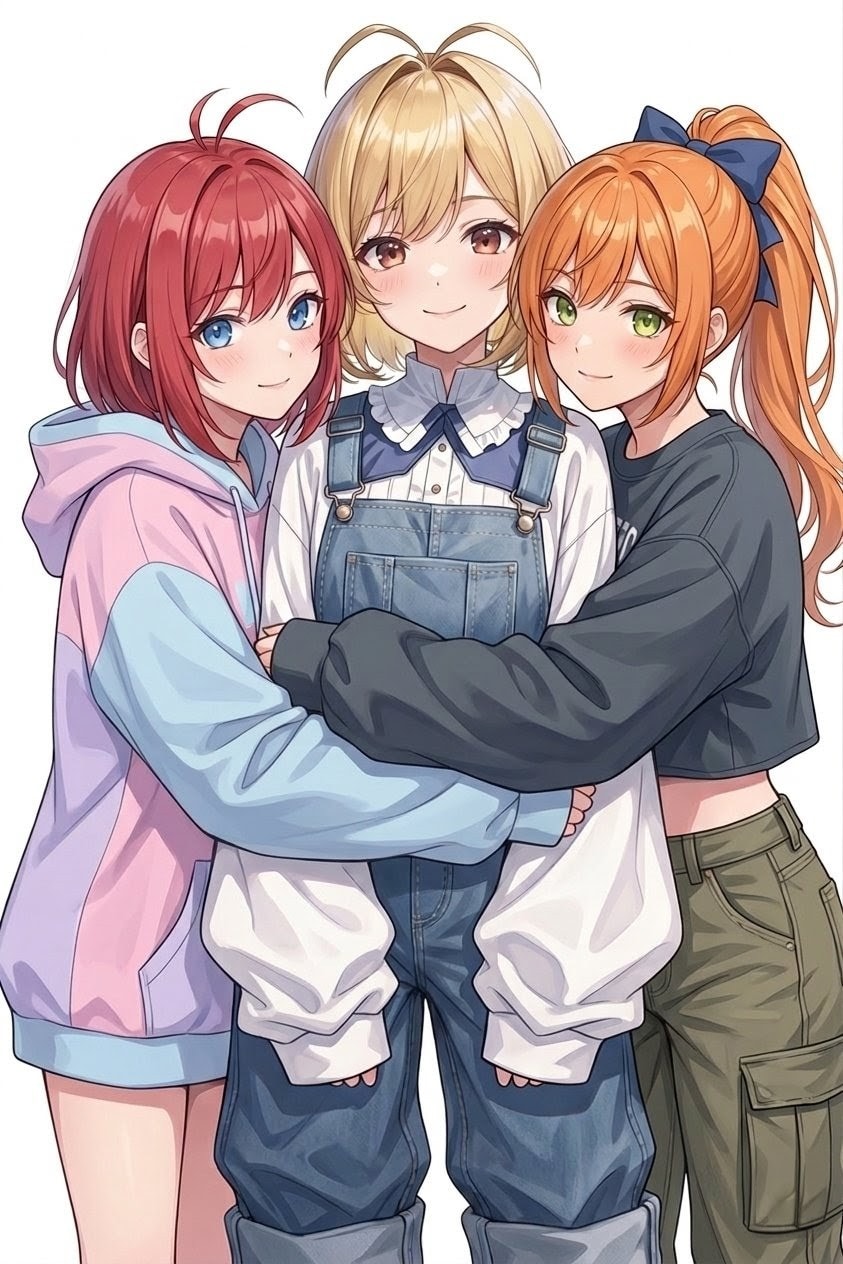 ブカブカ袖の3人 | の人気AIイラスト・グラビア