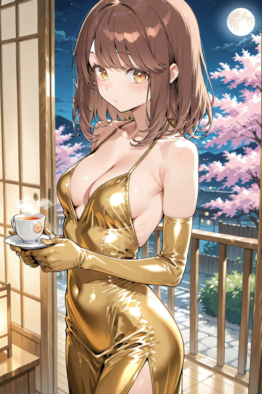 金色パーティドレスの心実(ちちぷい版)