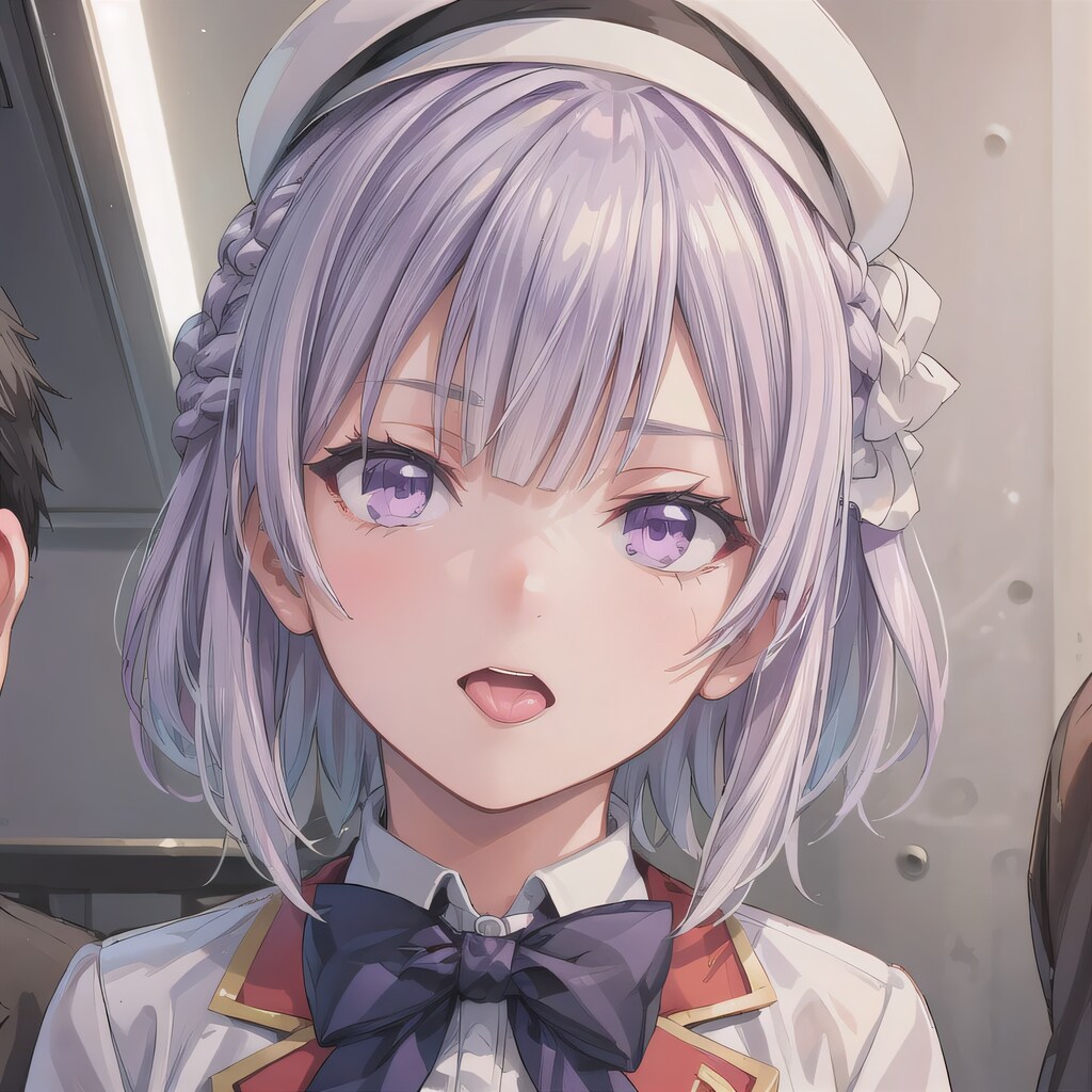 銀髪ボブでワイシャツの少女