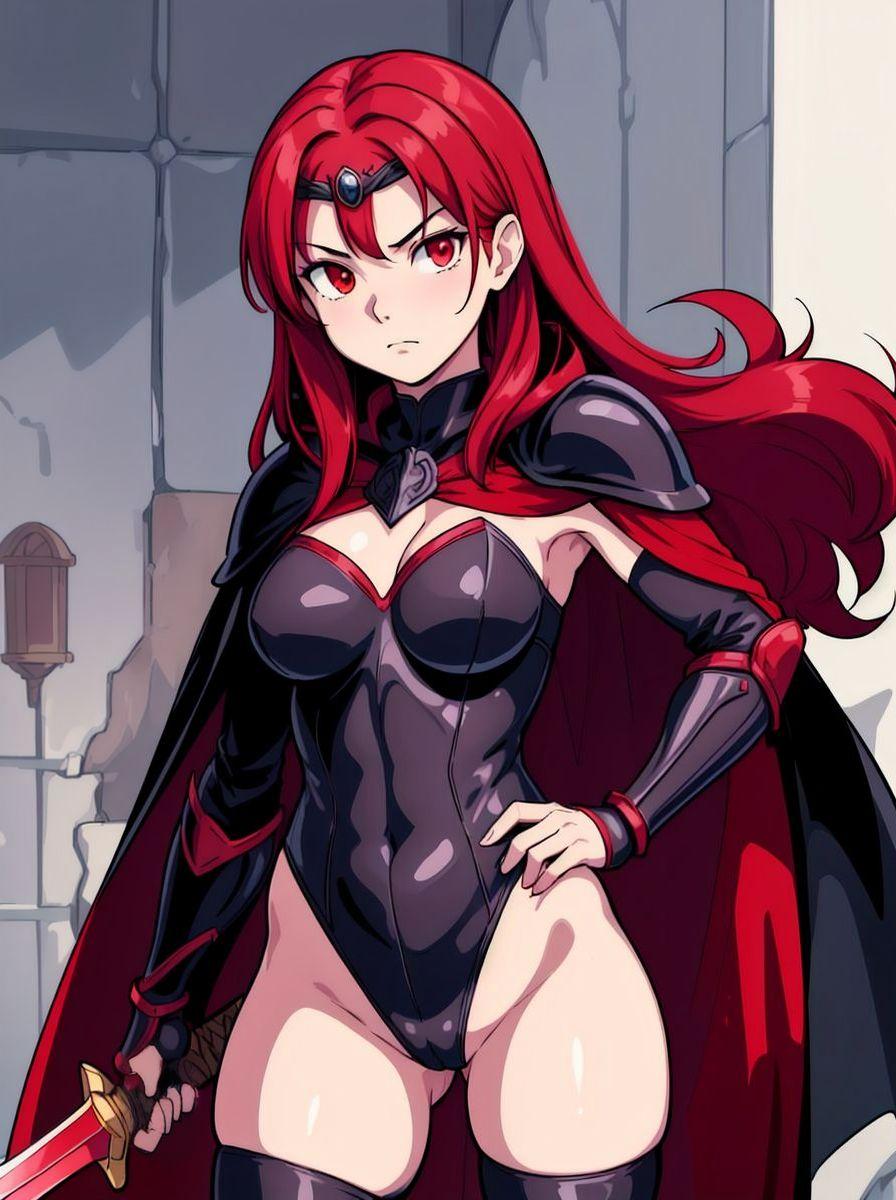 赤髪のレオタード女戦士