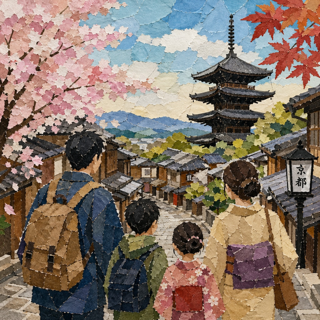 【貼り絵】家族で京都旅行