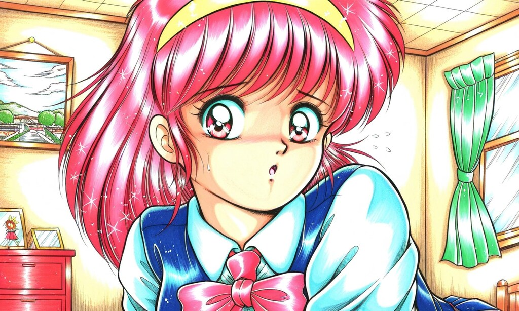ビデオ通話中こちらを見つめるあゆみちゃん