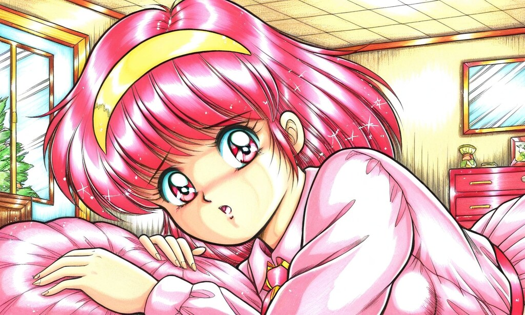 ビデオ通話中こちらを見つめるあゆみちゃん
