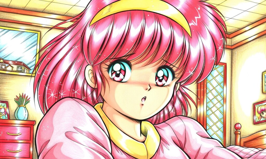 ビデオ通話中こちらを見つめるあゆみちゃん