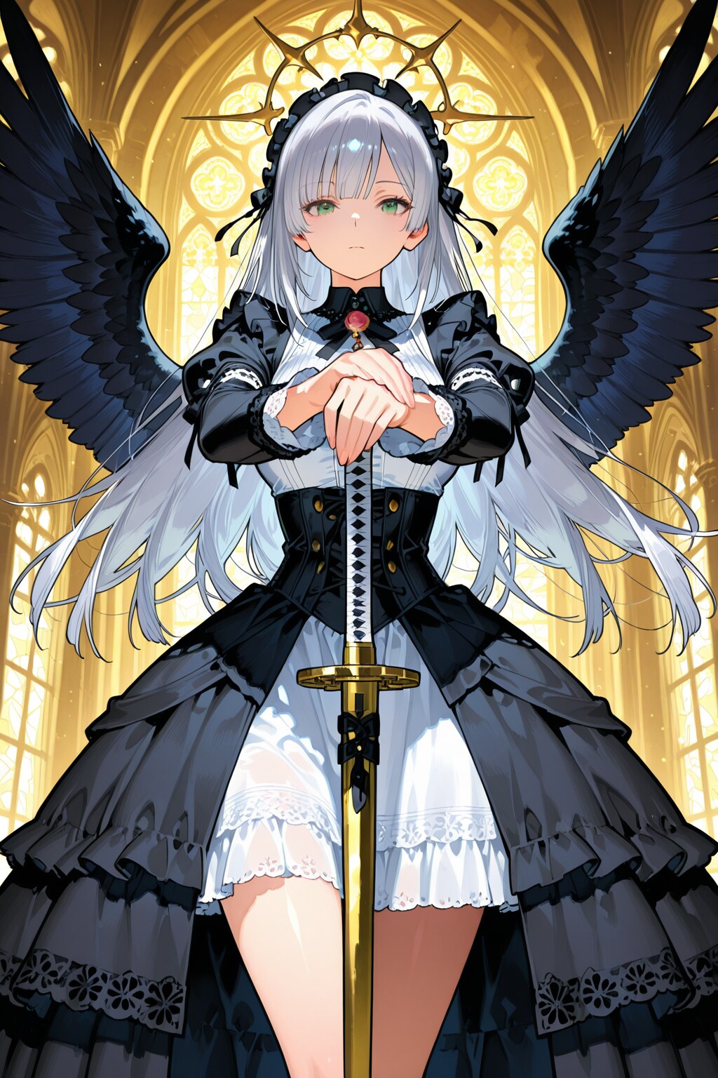 漆黒の翼を持つゴスロリ剣士 | の人気AIイラスト・グラビア